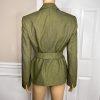 Le Suit Polyester Lined Blazer Size 4 Green Women 1 Piece Belted Peak Collar