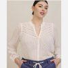 New Torrid Blouse 4X ivory chiffon clip dot eyelet sheer Feminine balloon sleeve