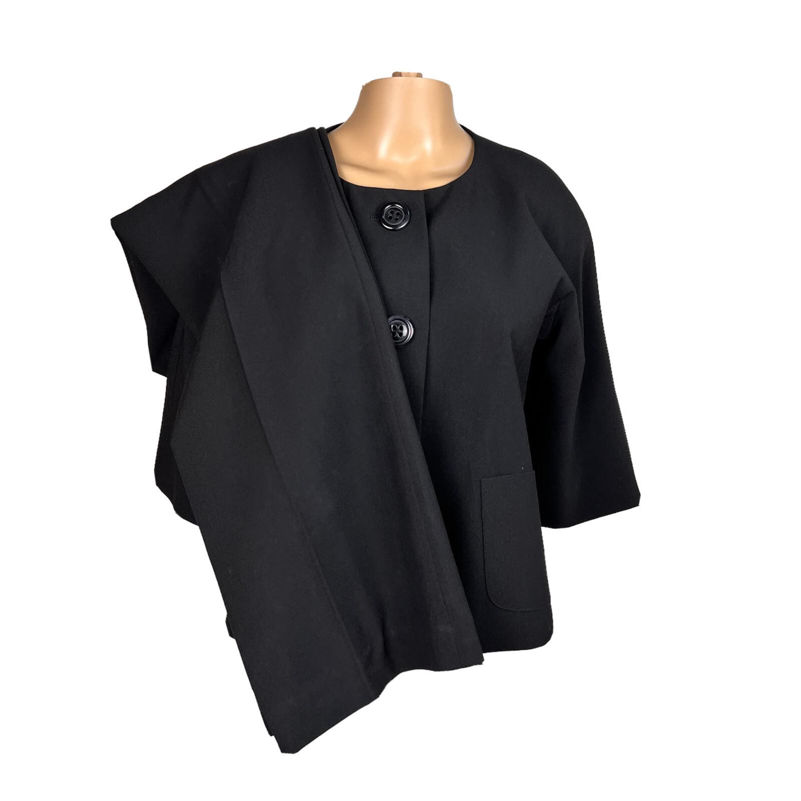 LARRY LEVINE 2PC Black Polyester Rayon Stretch Short Sleeves Pant Suit Size 4