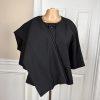 LARRY LEVINE 2PC Black Polyester Rayon Stretch Short Sleeves Pant Suit Size 4