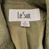 Le Suit Polyester Lined Blazer Size 4 Green Women 1 Piece Belted Peak Collar