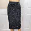 KASPER 2PC Black White Silk Like Polyester Lined Collarless Skirt Suit Size 14P