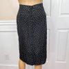 KASPER 2PC Black White Silk Like Polyester Lined Collarless Skirt Suit Size 14P