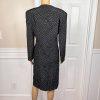 KASPER 2PC Black White Silk Like Polyester Lined Collarless Skirt Suit Size 14P