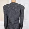 KASPER 2PC Black White Silk Like Polyester Lined Collarless Skirt Suit Size 14P