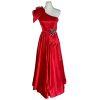 Alyce Designs Vtg Cottage Chic Dress 6 Red Sequin One Shoulder Drop Waist