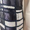 W By WORTH Blue White Beaded Sequin Sleeveless Cocktail Evening Dress Size 2