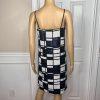 W By WORTH Blue White Beaded Sequin Sleeveless Cocktail Evening Dress Size 2
