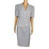 LIZ CLAIBORNE Vtg 2PC Off White Floral Double Breasted Lined Skirt Suit Size 8