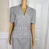 LIZ CLAIBORNE Vtg 2PC Off White Floral Double Breasted Lined Skirt Suit Size 8