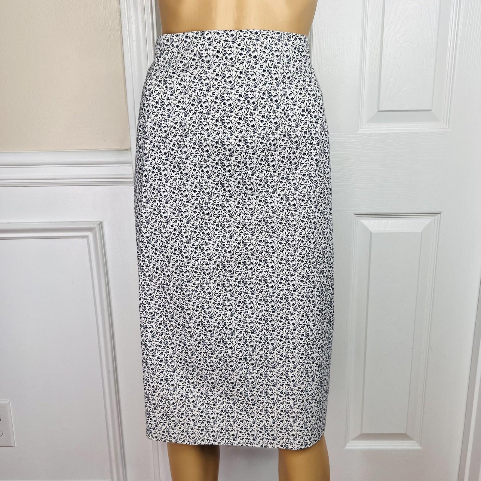 LIZ CLAIBORNE Vtg 2PC Off White Floral Double Breasted Lined Skirt Suit Size 8