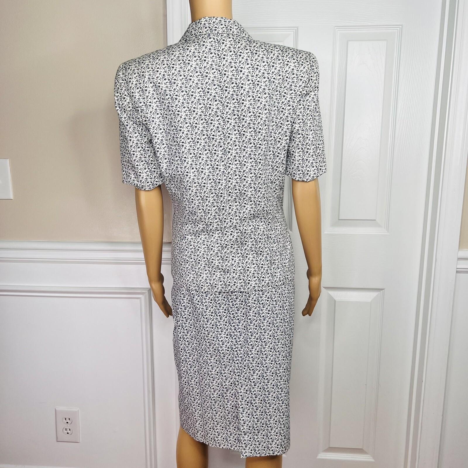 LIZ CLAIBORNE Vtg 2PC Off White Floral Double Breasted Lined Skirt Suit Size 8