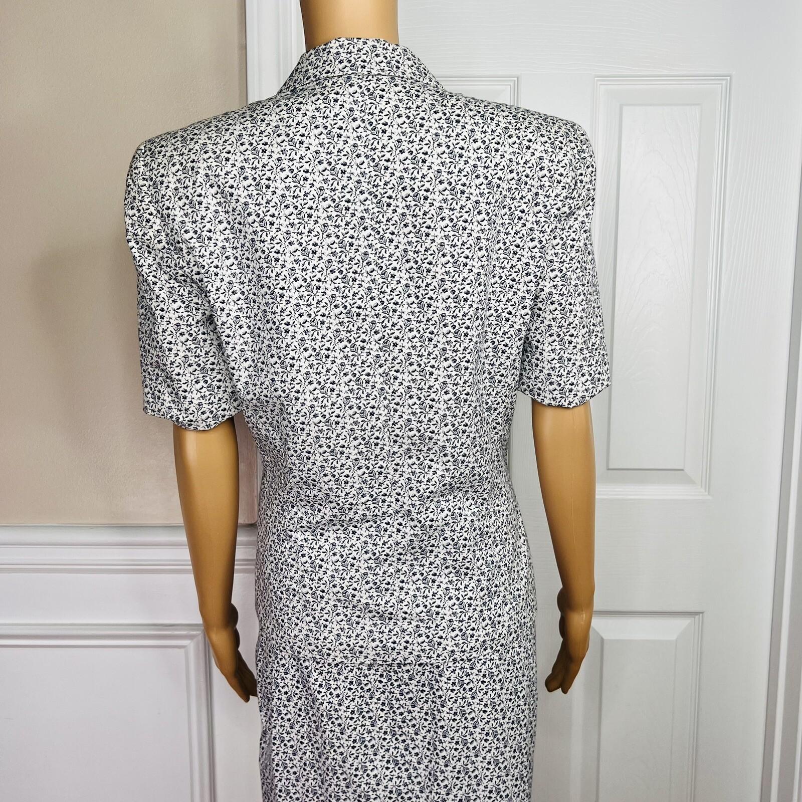 LIZ CLAIBORNE Vtg 2PC Off White Floral Double Breasted Lined Skirt Suit Size 8