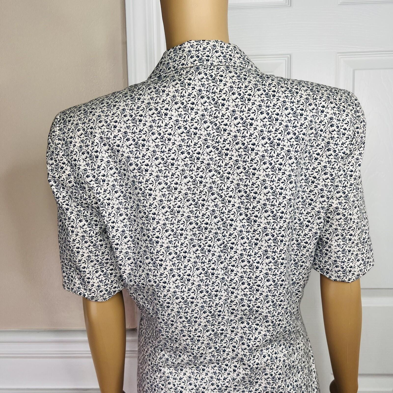 LIZ CLAIBORNE Vtg 2PC Off White Floral Double Breasted Lined Skirt Suit Size 8