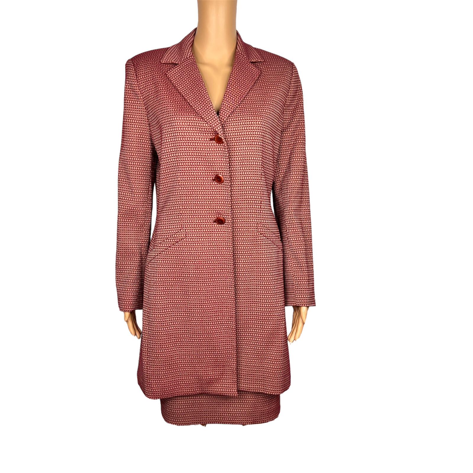 Le Suit Viscose Polyester Blend Skirt Size 8 Suit Size 10 Burgundy Lined 2PC