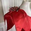 Alyce Designs Vtg Cottage Chic Dress 6 Red Sequin One Shoulder Drop Waist