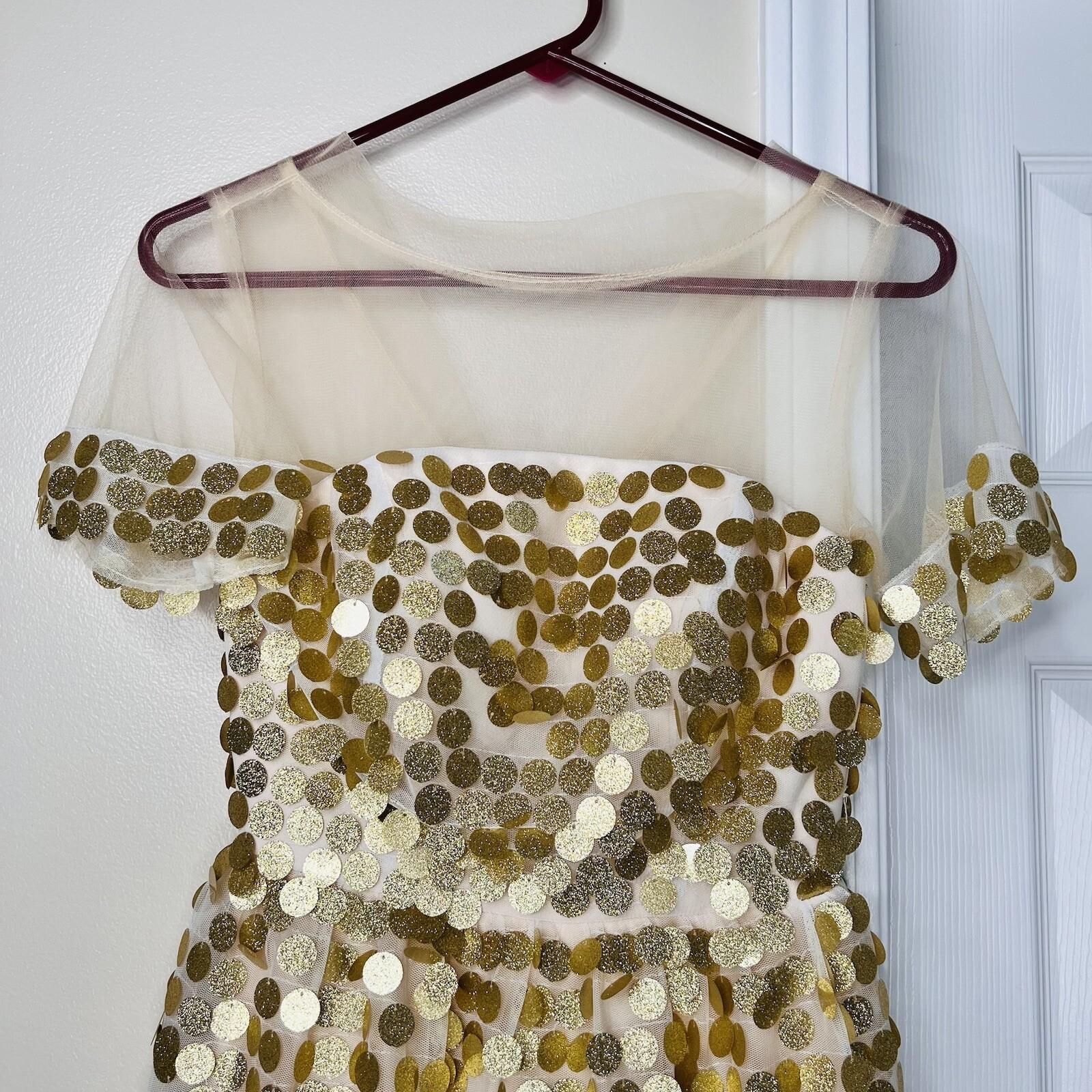 QUOC ANH Gold Stunning Girl Lined Party Dress 12 to 13 years old
