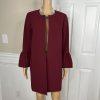 Jones Studio Polyester Spandex Blazer 8 Burgundy Open Front Bell Sleeves New 1PC