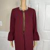 Jones Studio Polyester Spandex Blazer 8 Burgundy Open Front Bell Sleeves New 1PC