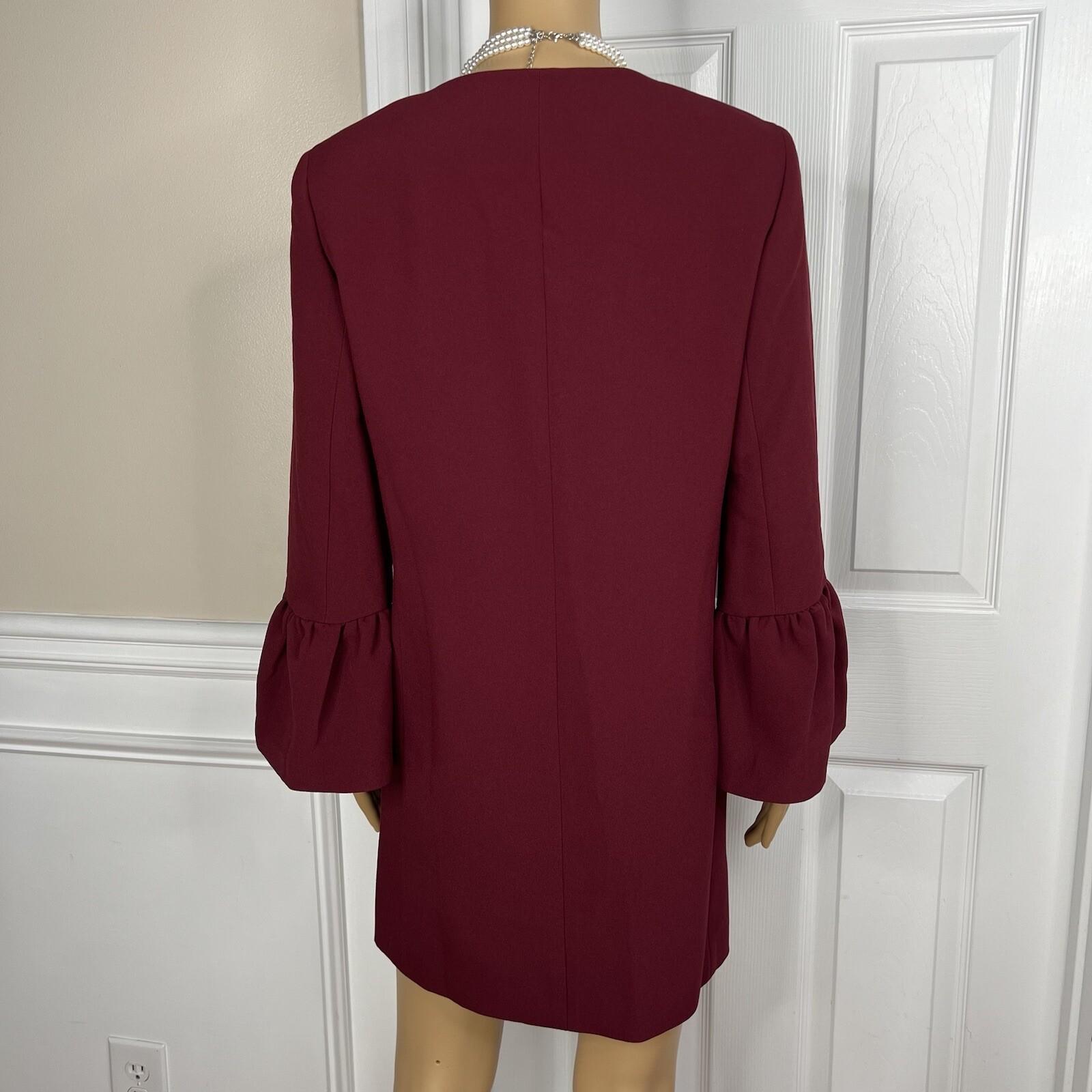 Jones Studio Polyester Spandex Blazer 8 Burgundy Open Front Bell Sleeves New 1PC
