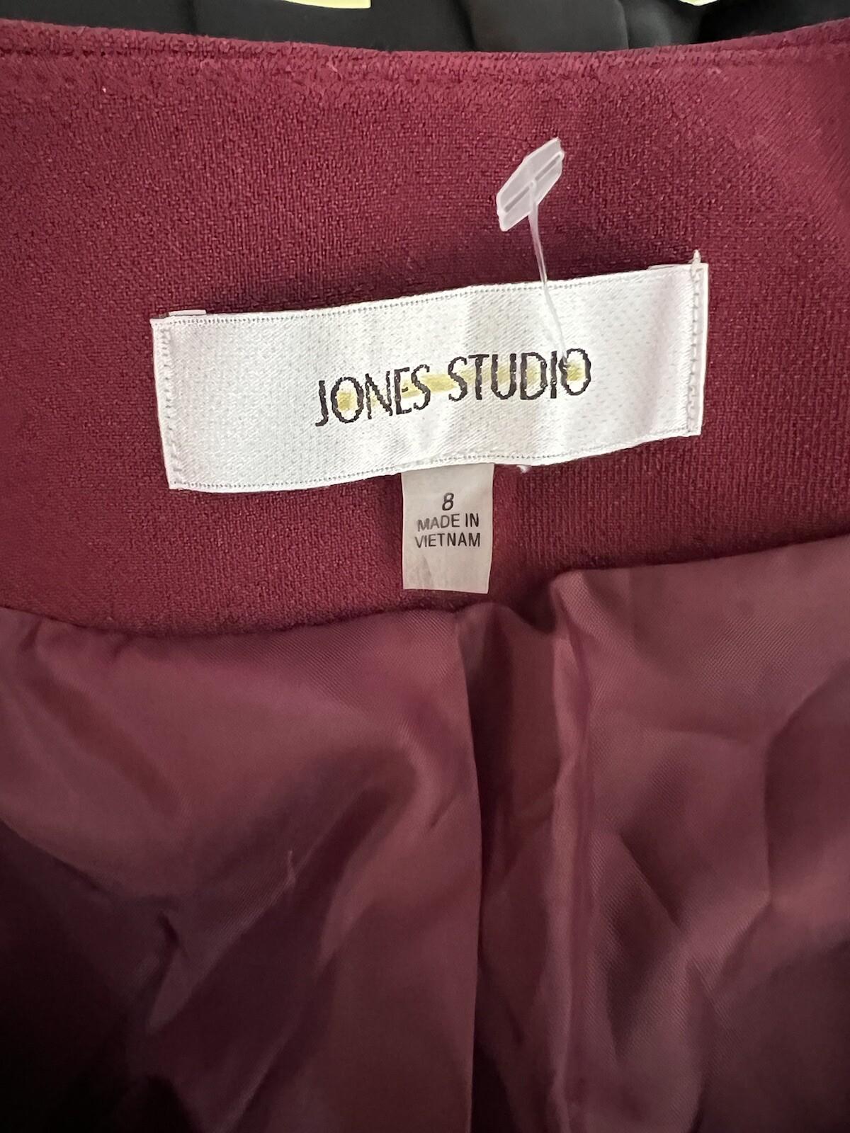 Jones Studio Polyester Spandex Blazer 8 Burgundy Open Front Bell Sleeves New 1PC