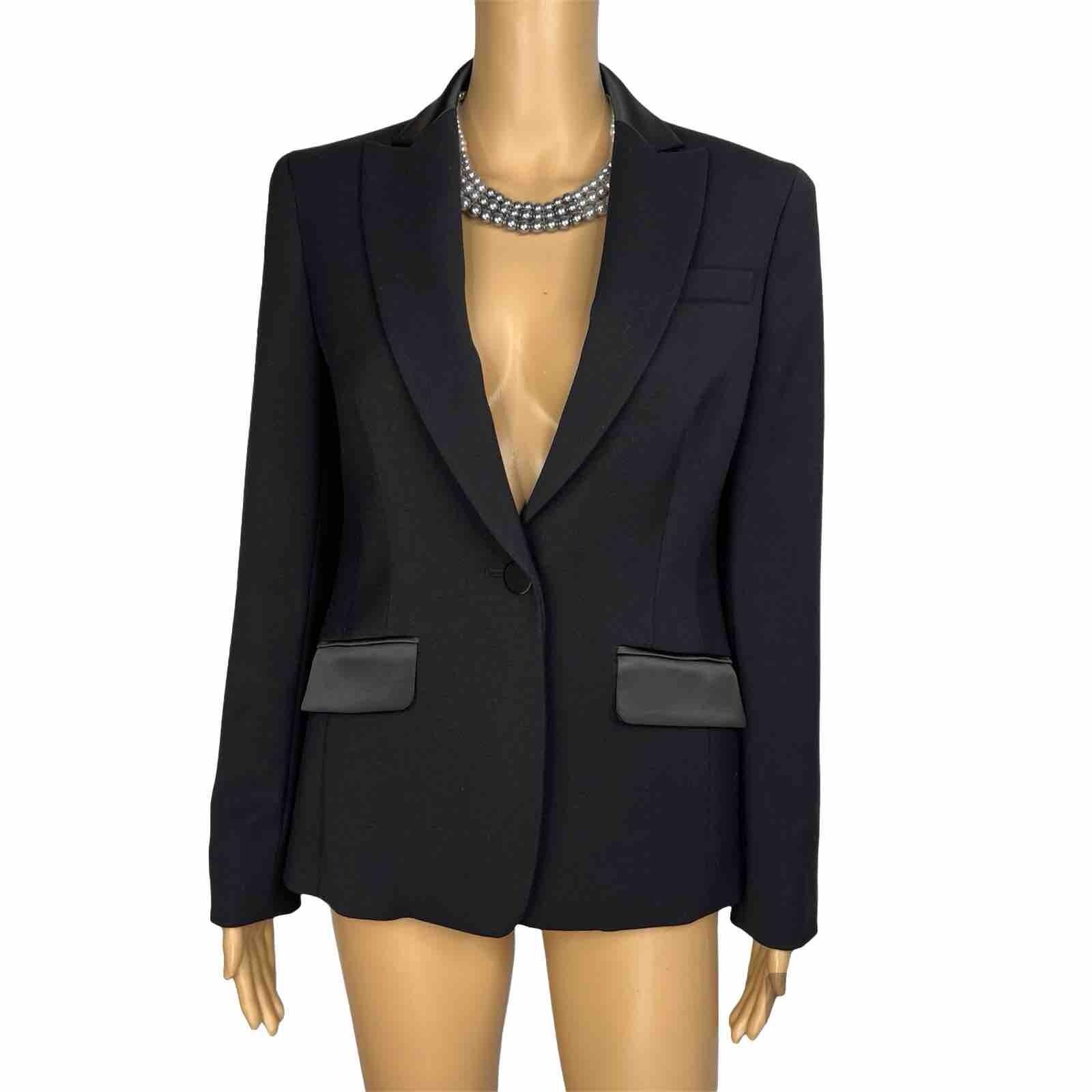 Jones New York Viscose Polyester  Stretch Blazer Size 4 Black Tuxedo 1PC New