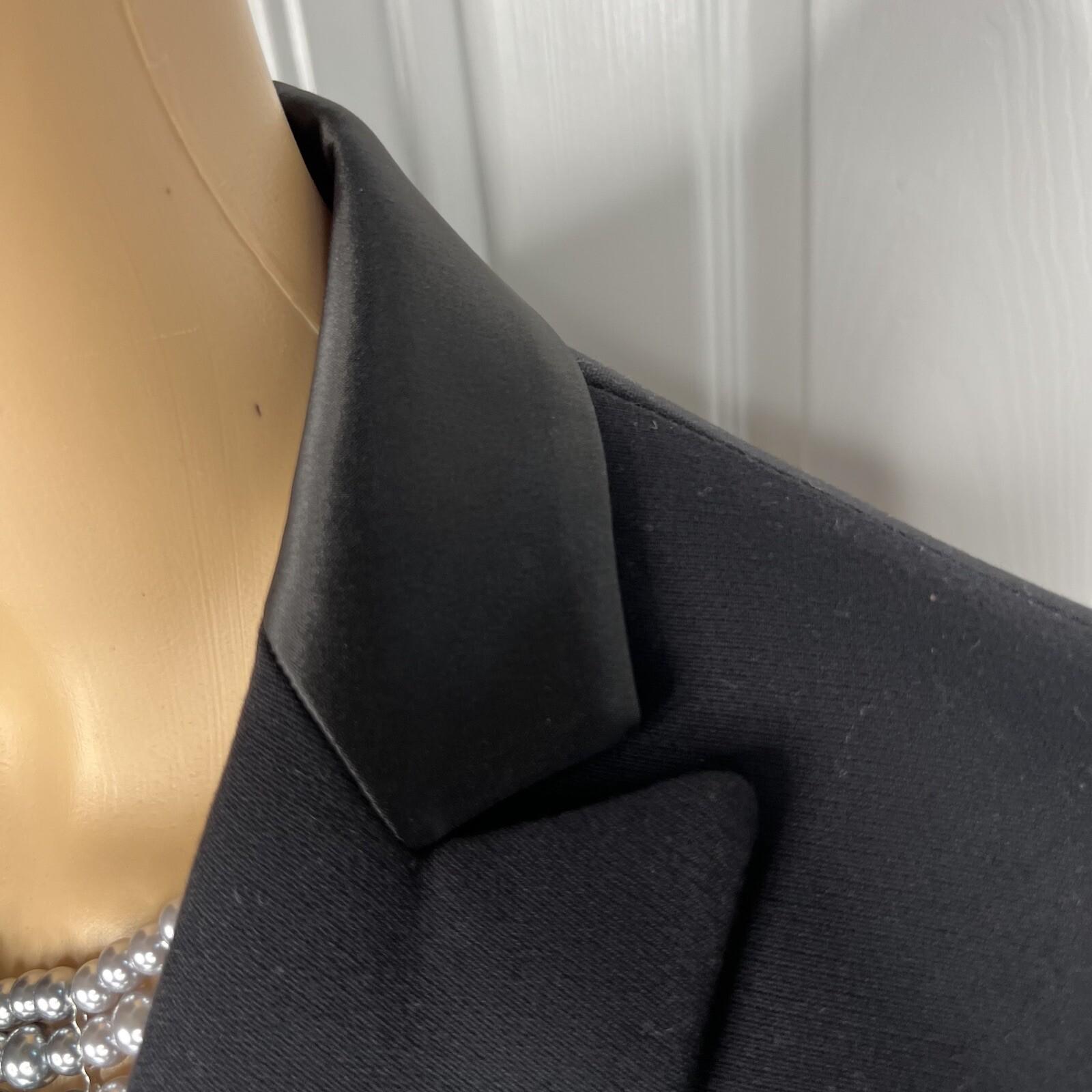 Jones New York Viscose Polyester  Stretch Blazer Size 4 Black Tuxedo 1PC New