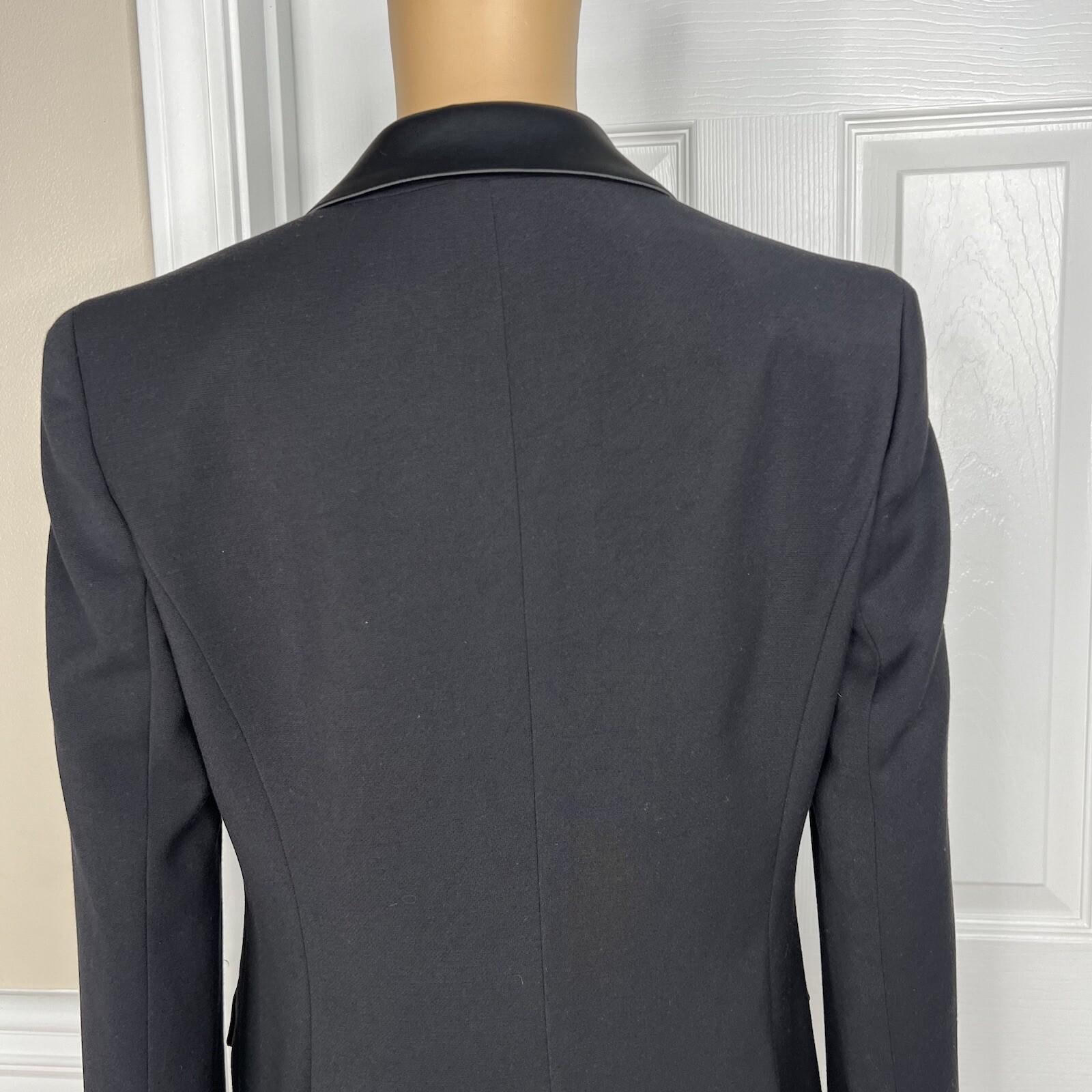 Jones New York Viscose Polyester  Stretch Blazer Size 4 Black Tuxedo 1PC New