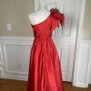 Alyce Designs Vtg Cottage Chic Dress 6 Red Sequin One Shoulder Drop Waist