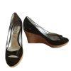 GUESS By Marciano Faux Patent Leather Shoes Size 9.5 M Peep Toes Wedge