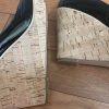 GUESS By Marciano Faux Patent Leather Shoes Size 9.5 M Peep Toes Wedge