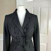 THE LIMITED Polyester Viscose Stretch Blazer Size S Black Ruffle Career 1PC