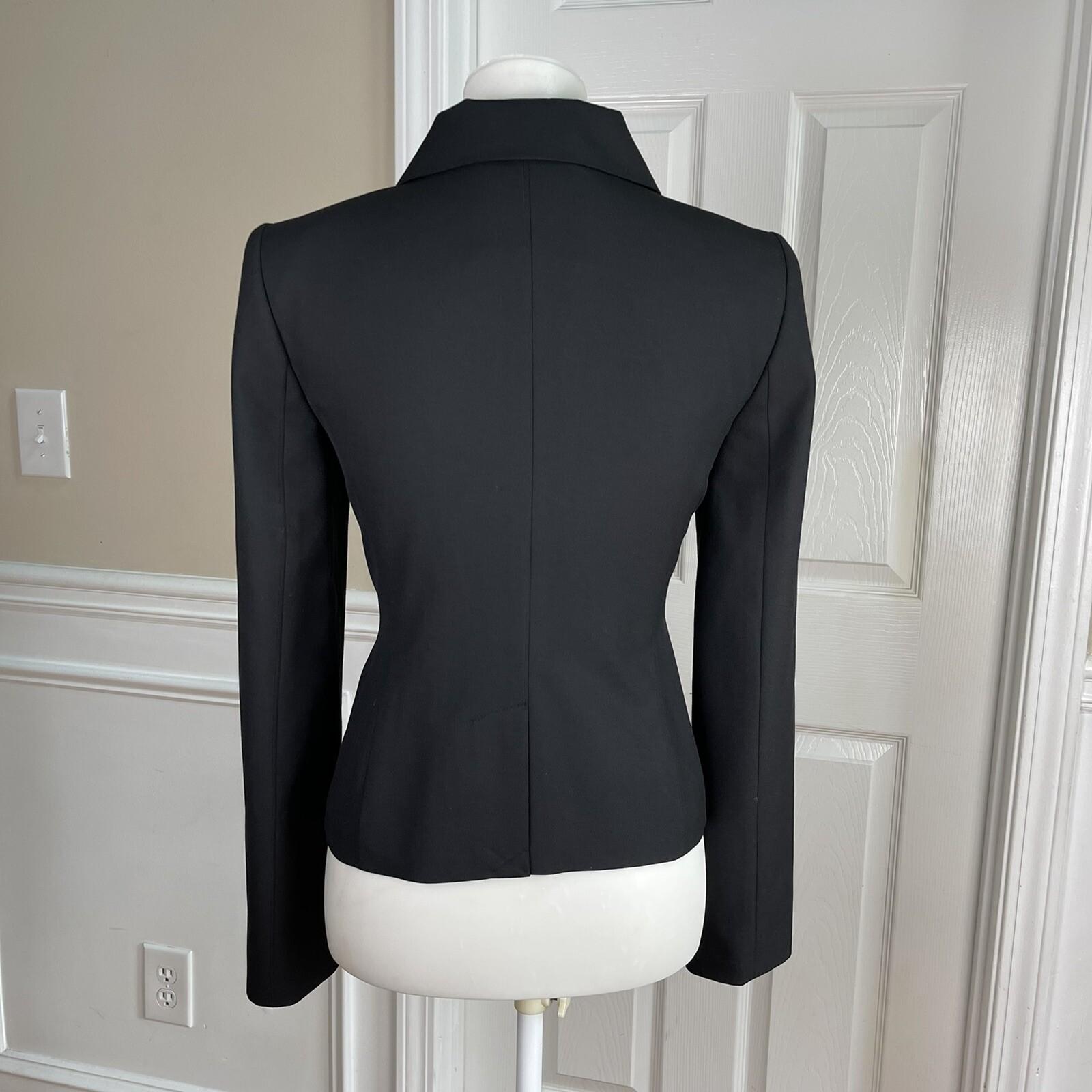 THE LIMITED Polyester Viscose Stretch Blazer Size S Black Ruffle Career 1PC