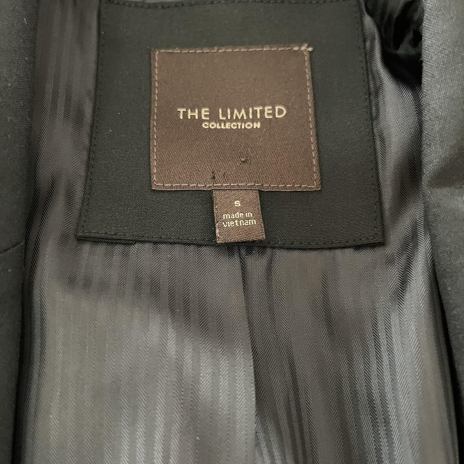 THE LIMITED Polyester Viscose Stretch Blazer Size S Black Ruffle Career 1PC
