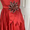 Alyce Designs Vtg Cottage Chic Dress 6 Red Sequin One Shoulder Drop Waist