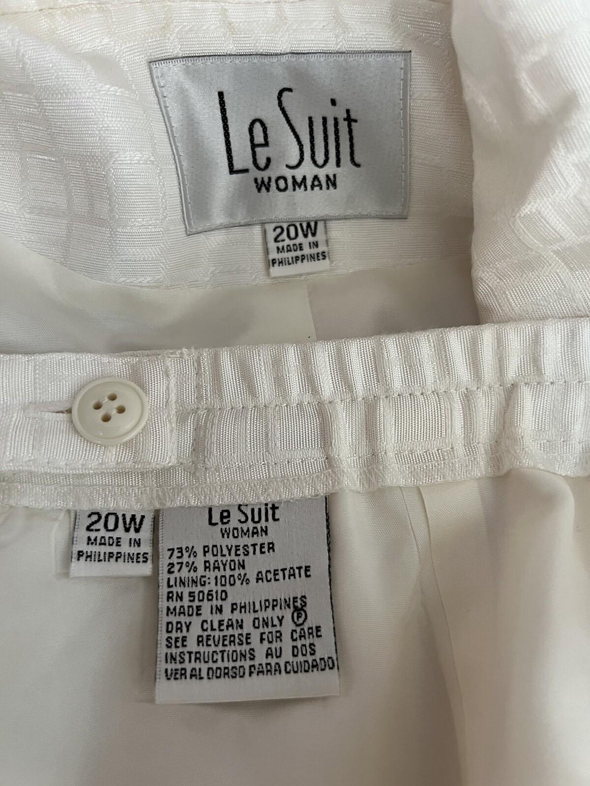 Le Suit Polyester Rayon Skirt Suit Size 20W Off White Short Sleeves New 2PC