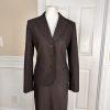 JONES NEW YORK Women 2PC  Brown Polyester Rayon Spandex Flare Skirt Suit Size 8