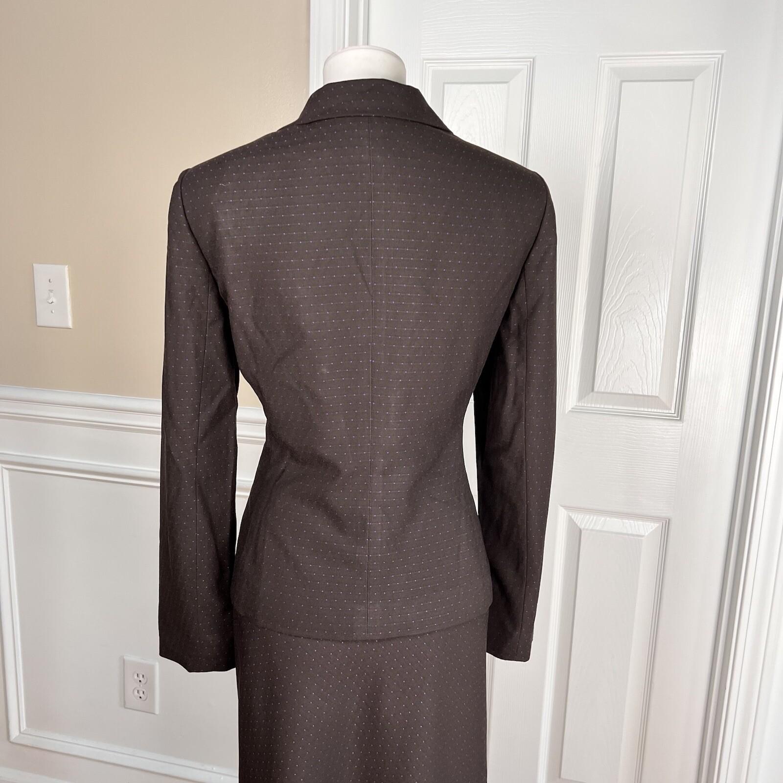 JONES NEW YORK Women 2PC  Brown Polyester Rayon Spandex Flare Skirt Suit Size 8