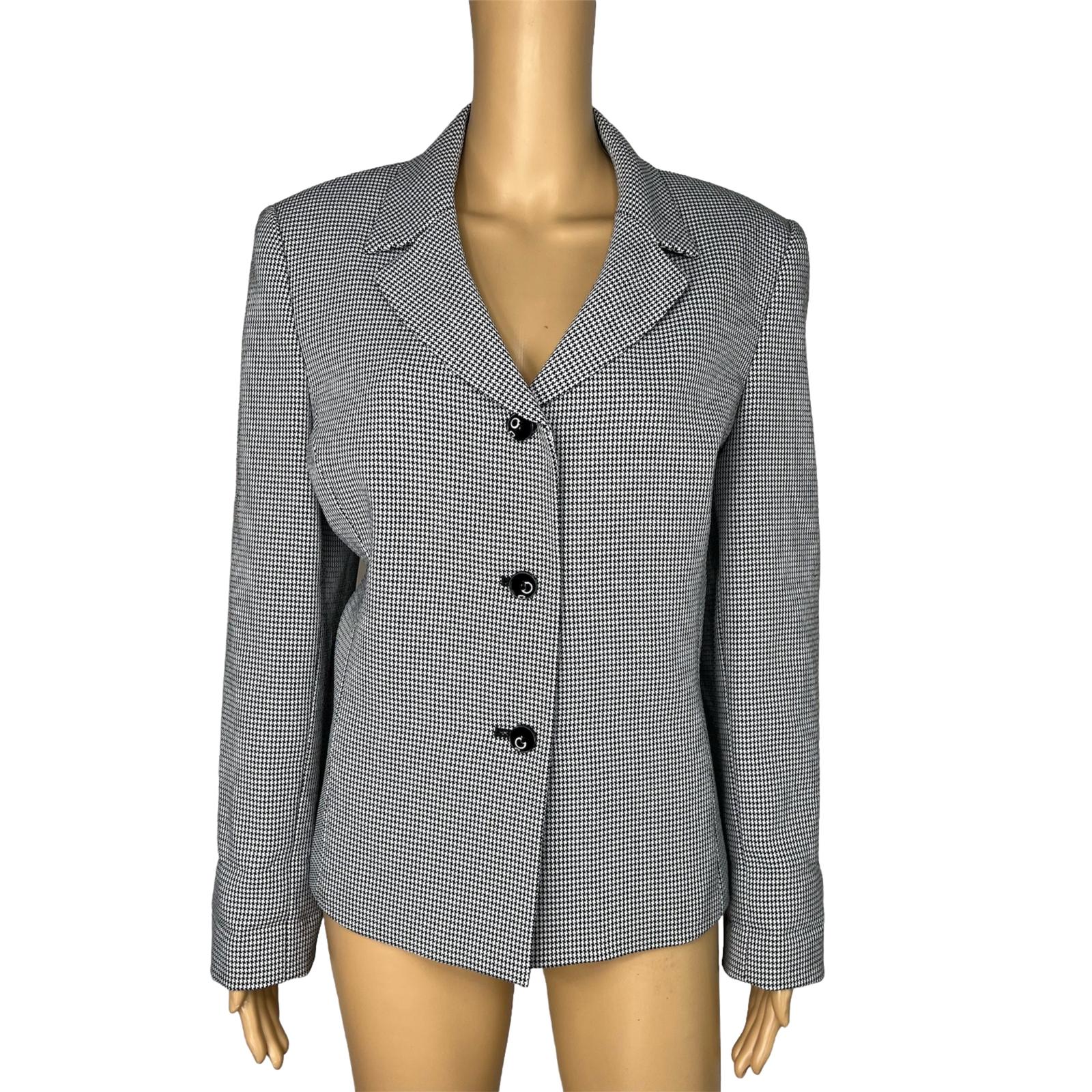 10-285.jpg Collections For Le Suit Polyester Rayon Blazer Size 14 Black White Houndstooth