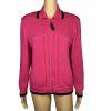 St John Sport By Marie Gray Sweater S Pink Black Knit Zip Up Stretch Pockets