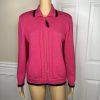 St John Sport By Marie Gray Sweater S Pink Black Knit Zip Up Stretch Pockets