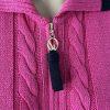 St John Sport By Marie Gray Sweater S Pink Black Knit Zip Up Stretch Pockets