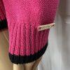 St John Sport By Marie Gray Sweater S Pink Black Knit Zip Up Stretch Pockets