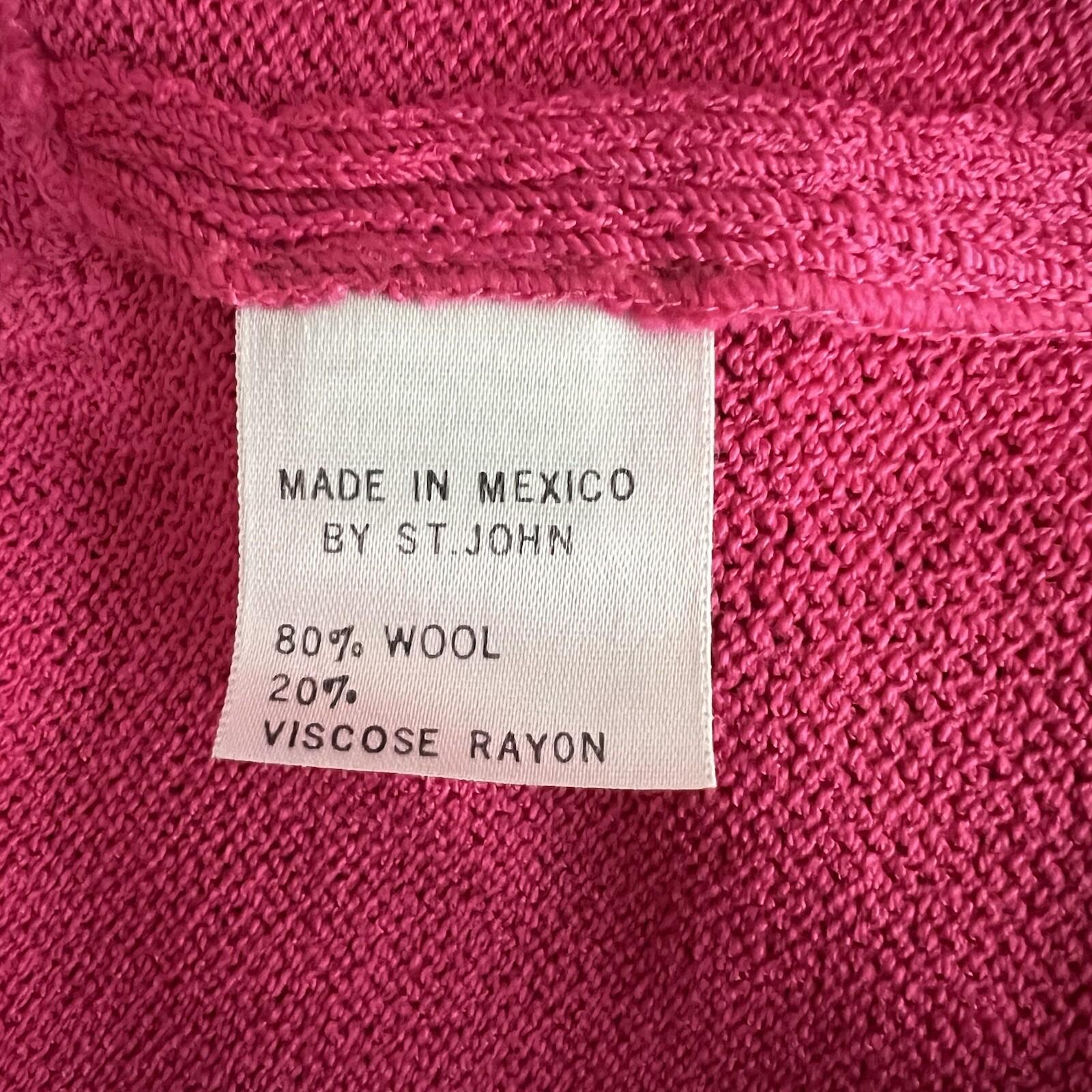 St John Sport By Marie Gray Sweater S Pink Black Knit Zip Up Stretch Pockets