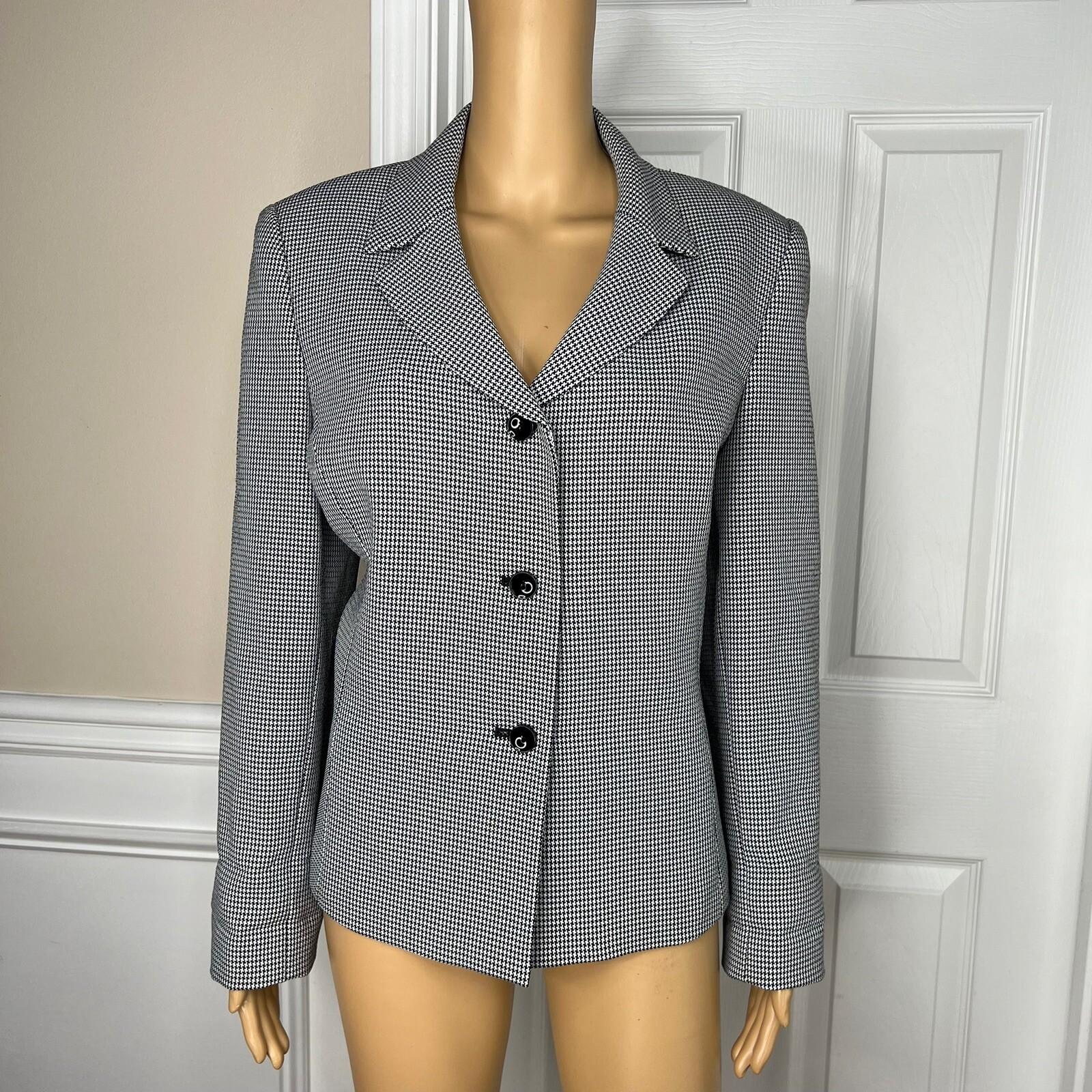 10-286.jpg Collections For Le Suit Polyester Rayon Blazer Size 14 Black White Houndstooth