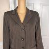 LE SUIT Women Polyester Pant Suit Size 8P Brown Striped Lined Peak Collar 2PC
