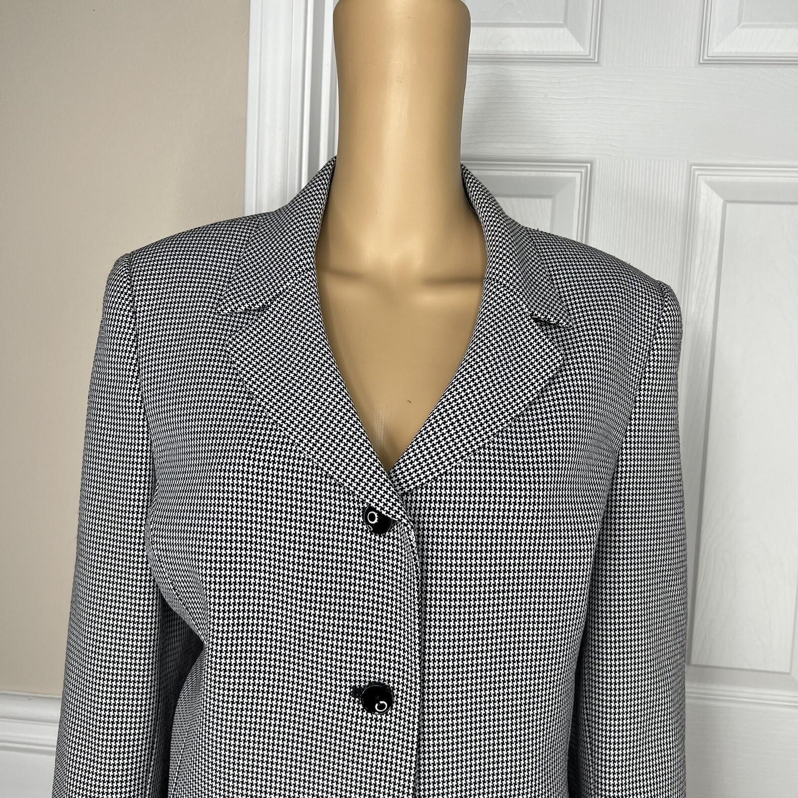 10-287.jpg Collections For Le Suit Polyester Rayon Blazer Size 14 Black White Houndstooth