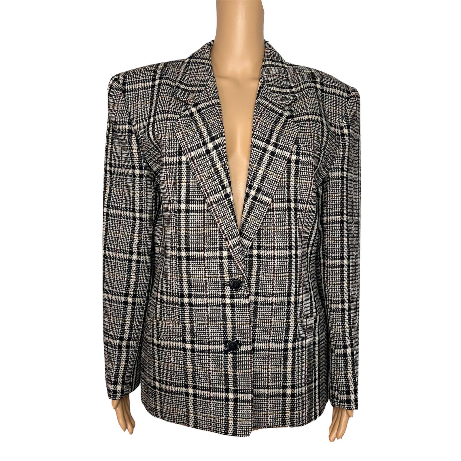 10-2870.jpg Giorgio Armani Vintage Wool Blazer Size 42 Gray Multi Lined Notch Collar