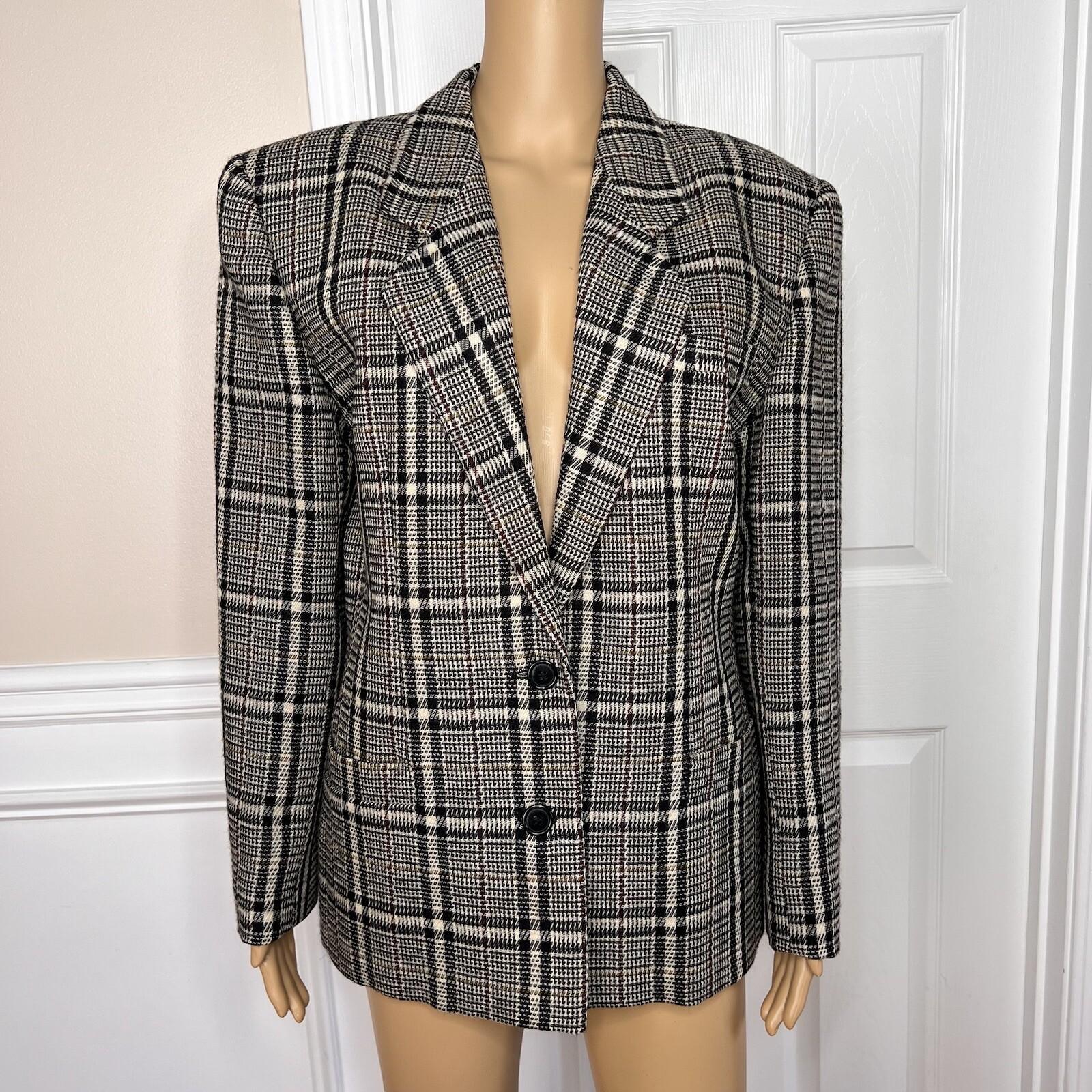 10-2871.jpg Giorgio Armani Vintage Wool Blazer Size 42 Gray Multi Lined Notch Collar