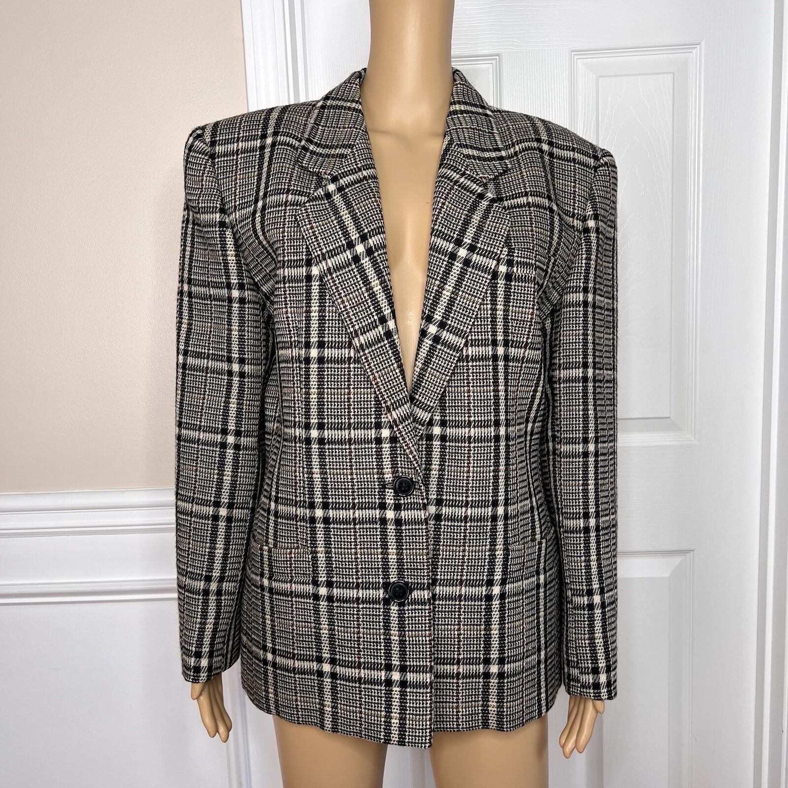 10-2872.jpg Giorgio Armani Vintage Wool Blazer Size 42 Gray Multi Lined Notch Collar